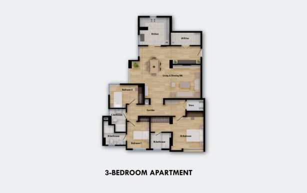 three bedroom apartment