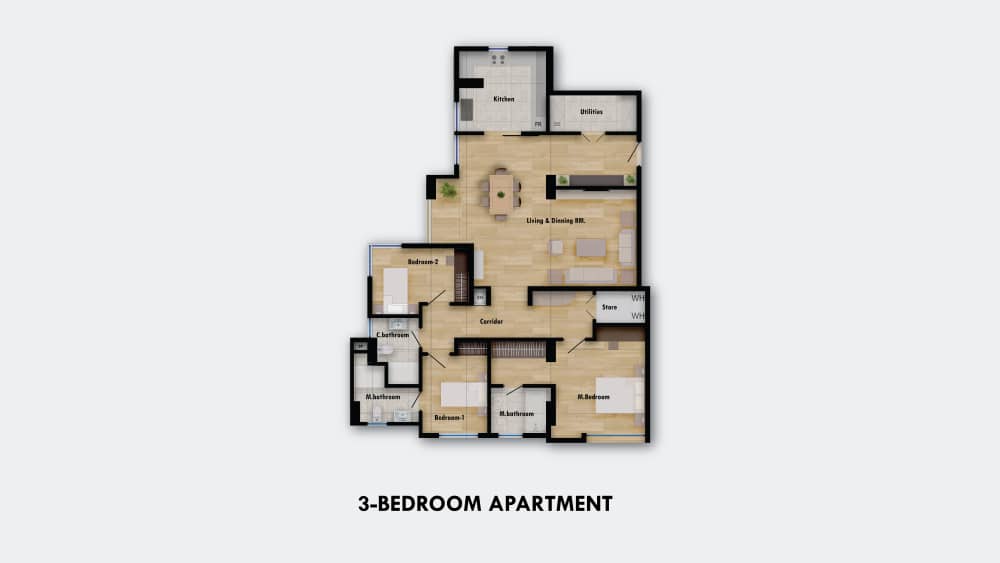 three bedroom apartment