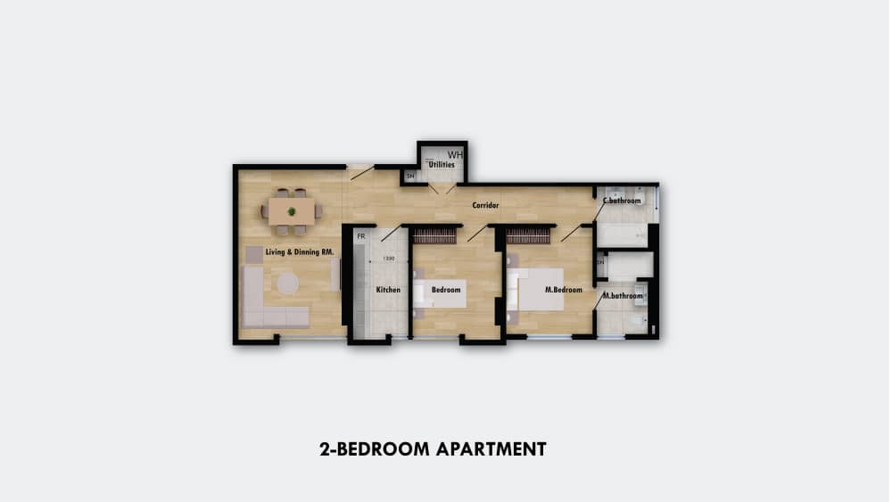 two bedroom apartment single